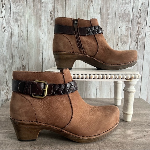 Dansko Shoes - Dansko Michelle Ankle Boots Braided Ankle Strap Wedge Heel Leather 8.5-9